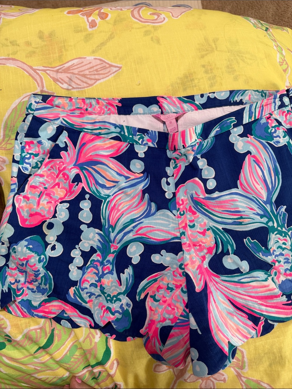 Lilly Pulitzer Navy Shorts with Pink & Teal Floral Trim